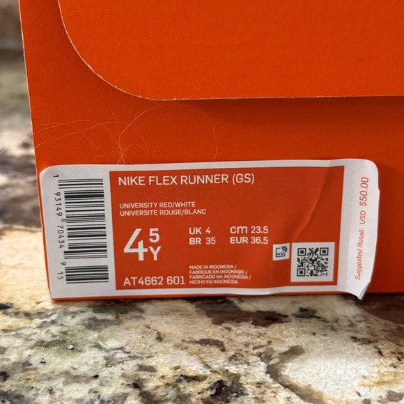 Nike Red and White Slip-On Sneakers with Mesh Upper - Picture 3 of 5